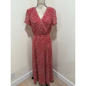 Red Floral Wrap Dress